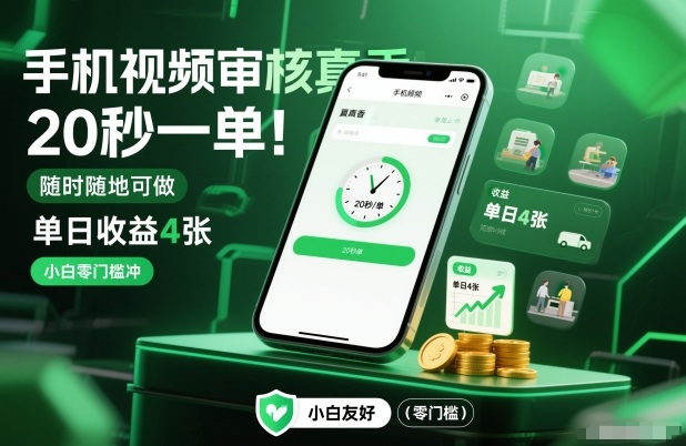 手机视频审核真香！20秒一单，随时随地可做，单日收益4张，小白零门槛冲【揭秘】-大伟资源网