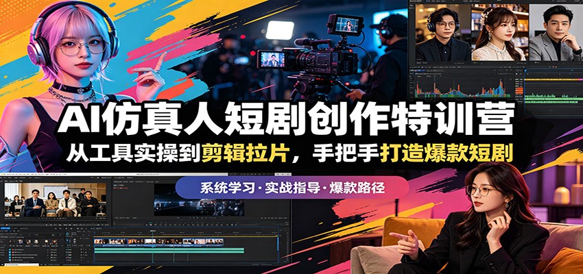 AI仿真人短剧创作特训营：从工具实操到剪辑拉片，手把手打造爆款短剧-大伟资源网