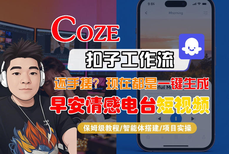 【Coze工作流搭建实操教程】【coze】早安情感电台日签视频还在手动做？用扣子工作流自动生成，省时90%-大伟资源网
