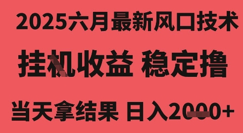 2025六月最新风口技术，无人挂G撸礼物，长期稳定 一个小时收益2k+，小白当天拿结果【揭秘】-大伟资源网
