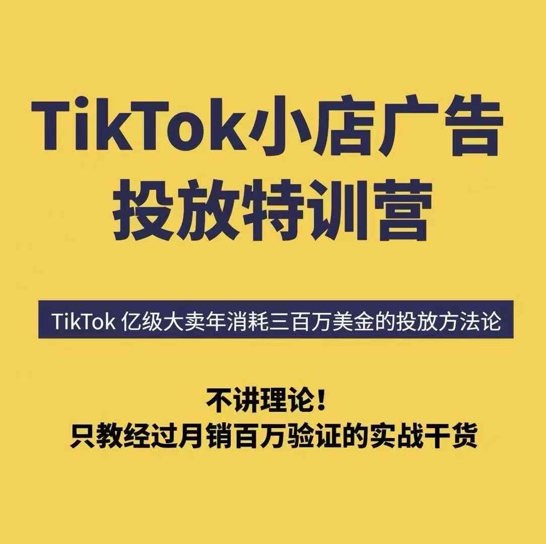TikTok小店广告投放特训营，6天破局计划专治各种“投不动”，教你经过月销百万验证的实战干货-大伟资源网