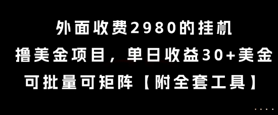 外面收费2980的挂G撸美金项目，单日收益30+美金，可批量可矩阵【揭秘】-大伟资源网