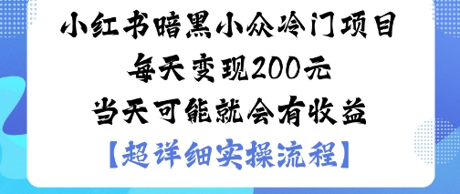 小红书暗黑小众冷门项目每天变现2张当天可能就会有收益-大伟资源网