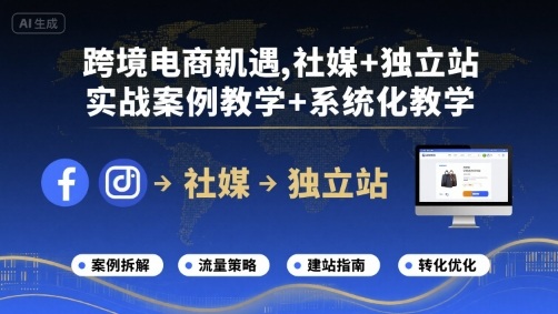跨境电商新机遇，社媒+独立站，实战案例教学+系统化教学-大伟资源网