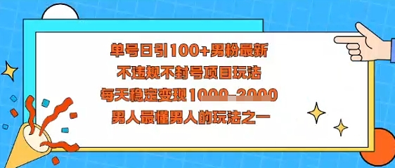 视频号抖音单号日引100+男粉最新，不违规不封号项目玩法，每天稳定变现多张，男人最懂男人的玩法之一-大伟资源网
