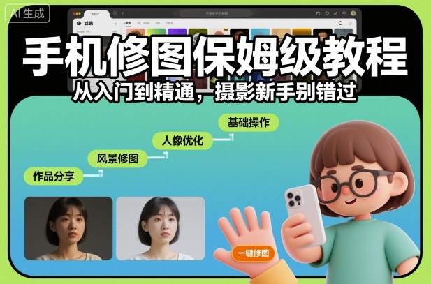 手机修图保姆级教程，从入门到精通，摄影新手别错过-大伟资源网