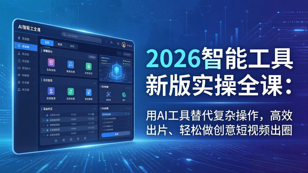 2026智能工具新版实操全课：用AI工具替代复杂操作，高效出片、轻松做创意短视频出圈-大伟资源网