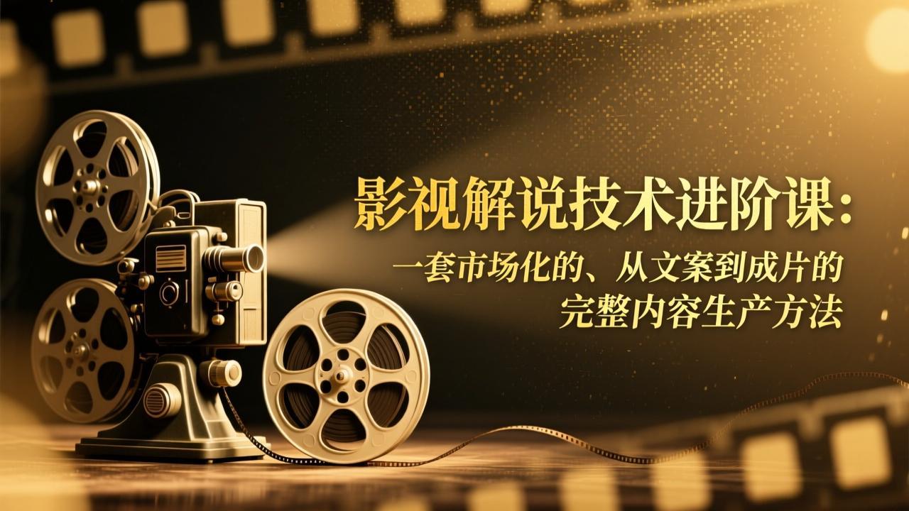 影视解说技术进阶课：一套市场化的、从文案到成片的完整内容生产方法-大伟资源网