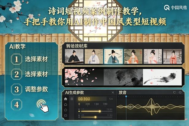 古诗词短视频案例制作教学，手把手教你用AI制作中国风类型短视频-大伟资源网
