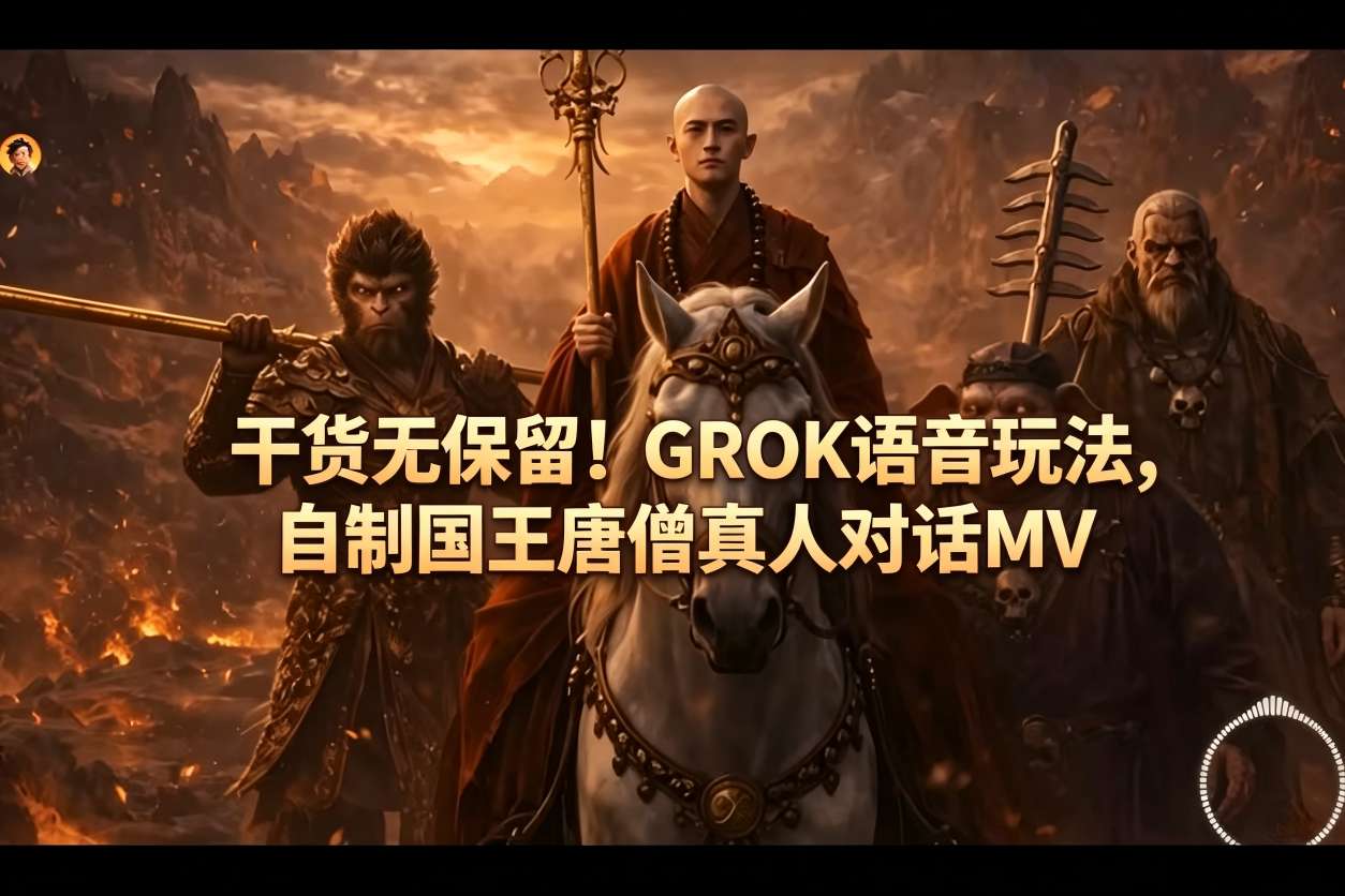 干货无保留！GROK语音玩法，自制国王唐僧真人对话MV-大伟资源网