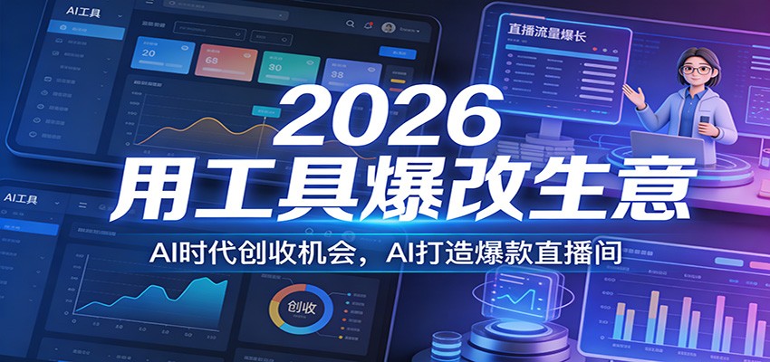 2026用工具爆改生意，AI时代创收机会，AI打造爆款直播间-大伟资源网