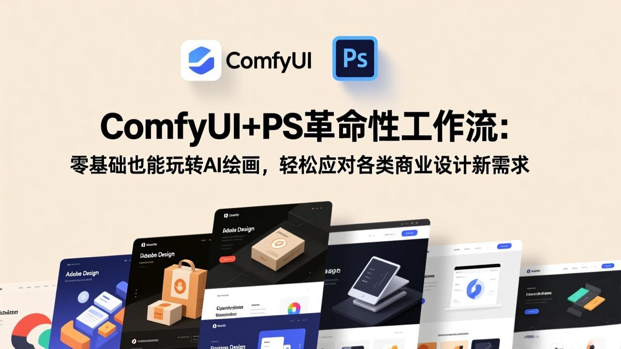 ComfyUI+PS革命性工作流：零基础也能玩转AI绘画，轻松应对各类商业设计新需求-大伟资源网