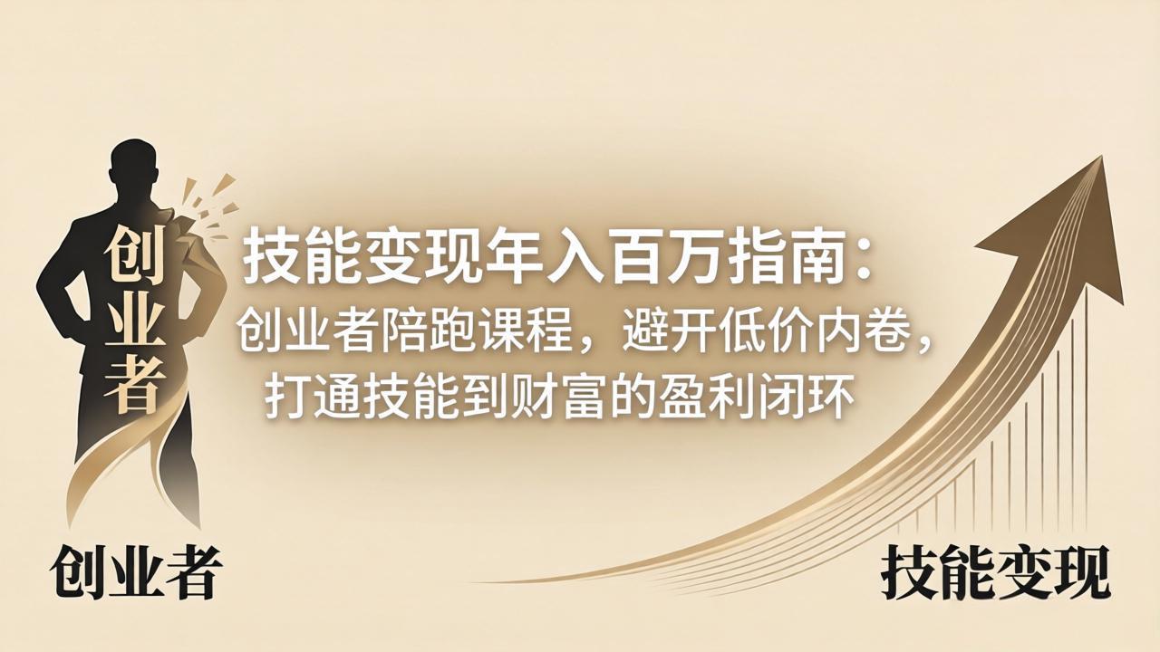 技能变现年入百万指南：创业者陪跑课程，避开低价内卷，打通技能到财富的盈利闭环-大伟资源网
