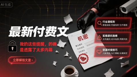 最新付费文：我的这些提醒，的确是透露了太多内幕-大伟资源网
