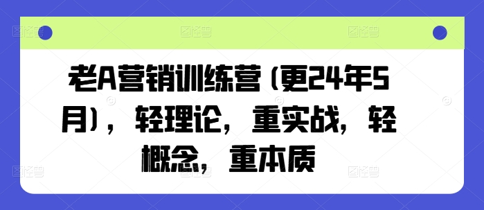老A营销训练营(更25年7月)，轻理论，重实战，轻概念，重本质-大伟资源网