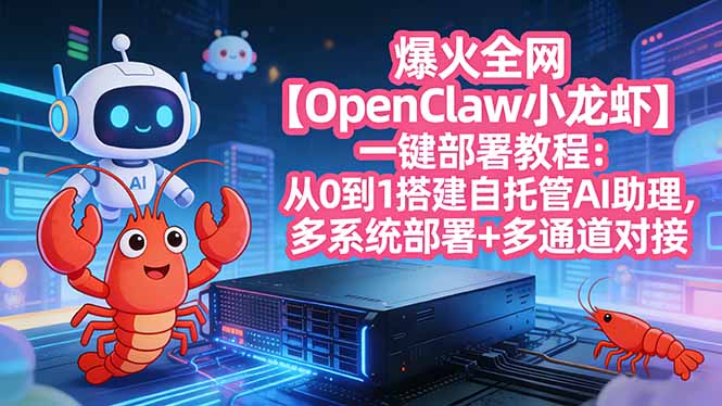 爆火全网【OpenClaw 小龙虾】一键部署教程：从0到1搭建自托管AI助理，多系统部署+多通道对接-大伟资源网