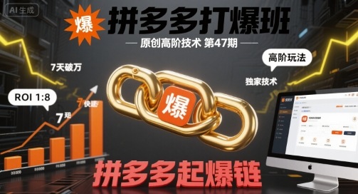 拼多多打爆班原创高阶技术第47期，拼多多起爆链-大伟资源网