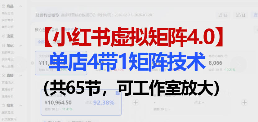 小红书虚拟矩阵4.0技术：单店4带1矩阵(共65节，可工作室放大)-大伟资源网