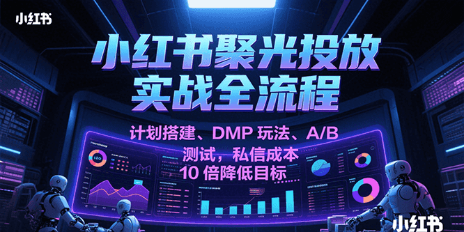 小红书聚光投放实战全流程，计划搭建、DMP玩法、A/B测试，私信成本10倍降低目标-大伟资源网