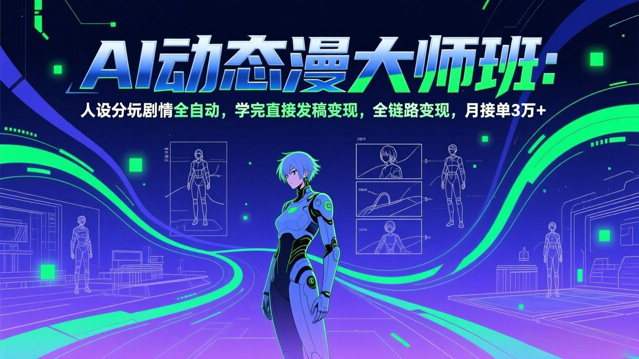 AI动态漫剧大师班：人设分镜剧情全自动，学完直接发稿变现，全链路变现，月接单3万+-大伟资源网