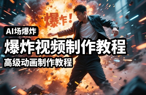 AI场景爆炸视频制作教程，利用人物实拍视频制作出高级的动画特效-大伟资源网
