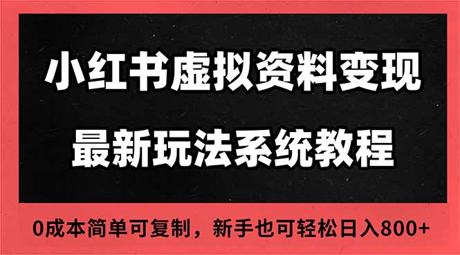 2025小红书虚拟资料最新开店运营教程，搜索流变现玩法，一人多店0成本…-大伟资源网