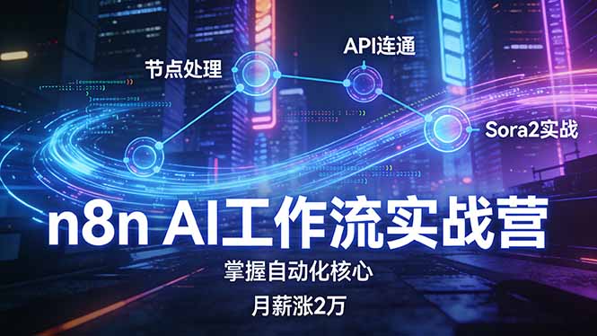 n8n AI工作流实战营，节点处理+API连通+Sora2实战，掌握自动化核心月薪涨2万-大伟资源网
