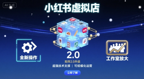 小红书虚拟店矩阵2.0，全新操作，超强技术，可工作室放大-大伟资源网