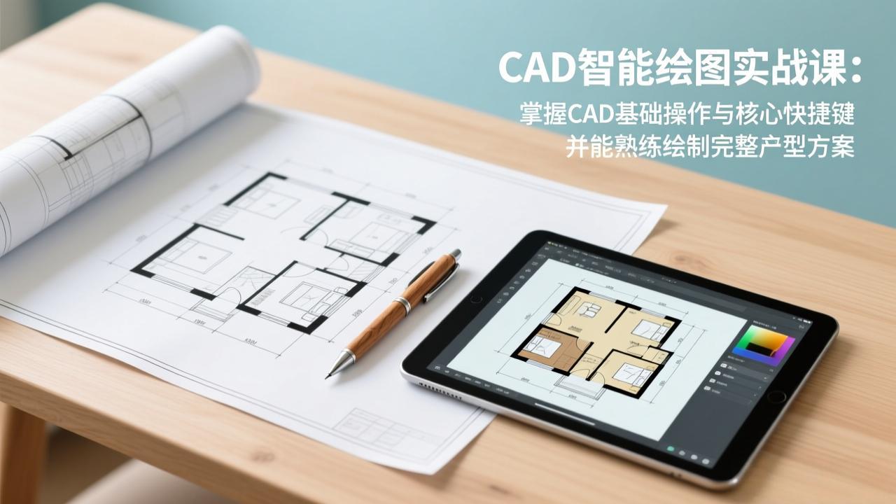 CAD智能绘图实战课：掌握CAD基础操作与核心快捷键，并能熟练绘制完整户型方案-大伟资源网