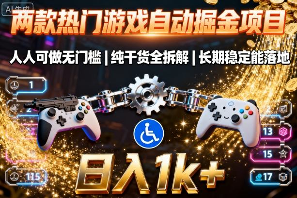 两款热门游戏自动掘金项目，人人可做无门槛，纯干货全拆解，长期稳定能落地，日入1k+【揭秘】-大伟资源网