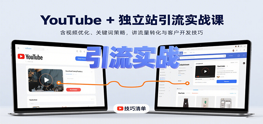 YouTube+独立站引流实战课：含视频优化、关键词策略，讲流量转化与客户开发技巧-大伟资源网