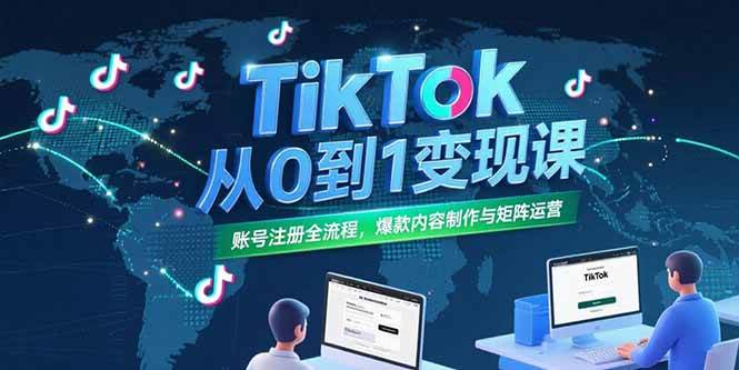 （15346期）TikTok从0到1变现课，账号注册全流程，爆款内容制作与矩阵运营-大伟资源网