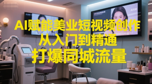 AI赋能美业短视频创作，从入门到精通，打爆同城流量，超级AI工具短视频实操落地-大伟资源网