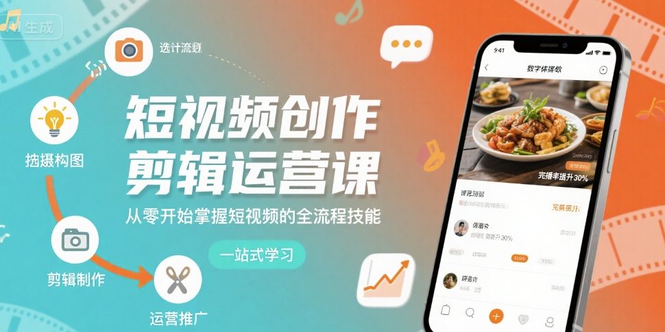 短视频创作剪辑运营课，从零开始掌握短视频的全流程技能-大伟资源网