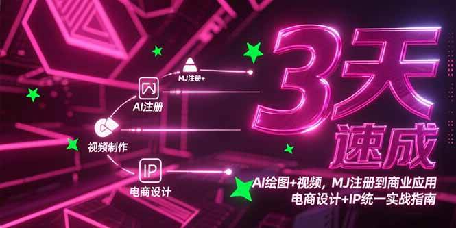 （15245期）3天速成AI绘图+视频，MJ注册到商业应用，电商设计+IP统一实战指南-大伟资源网