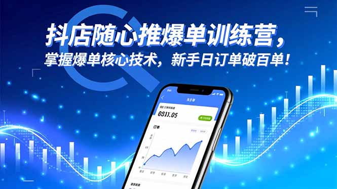 抖店随心推爆单训练营，掌握爆单核心技术，新手日订单破百单！-大伟资源网