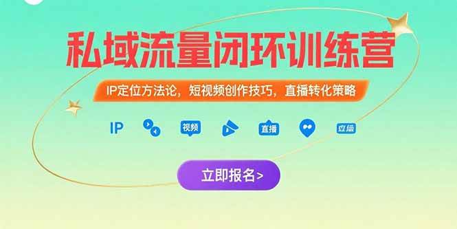 （15396期）私域流量闭环训练营：IP定位方法论，短视频创作技巧，直播转化策略-大伟资源网