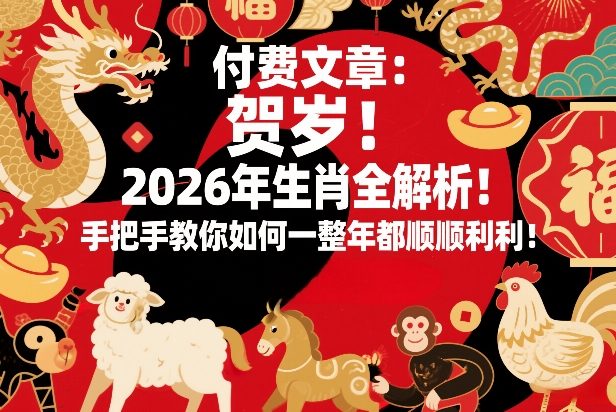付费文章：贺岁！2026年生肖全解析！手把手教你如何一整年都顺顺利利！-大伟资源网