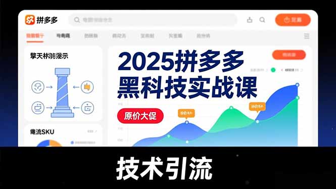 2025拼多多黑科技实战课，擎天柱玩法、爆流SKU、原价大促，技术引流，单店日销轻松破千单-大伟资源网