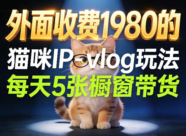 宠物赛道猫咪IP-vlog玩法，26条视频涨粉29W，每天5张橱窗带货拆解-大伟资源网