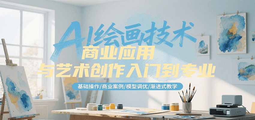 AI绘画技术商业应用与艺术创作入门到专业，基础操作/商业案例/模型调优/渐进式教学-大伟资源网