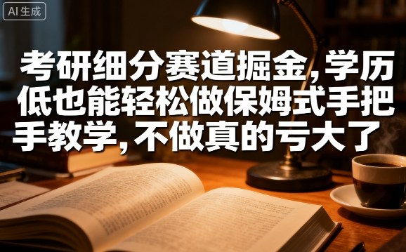 考研细分赛道掘金，日入1k+，学历低也能轻松做保姆式手把手教学，不做真的亏大了【揭秘】-大伟资源网