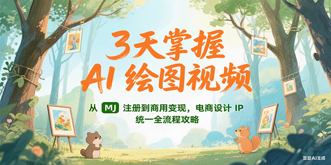 3天掌握AI绘图视频，从MJ 注册到商用变现，电商设计IP统一全流程攻略-大伟资源网