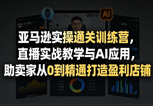 亚马逊实操通关训练营，直播实战教学与AI应用，助卖家从0到精通打造盈利店铺(更新3月)-大伟资源网