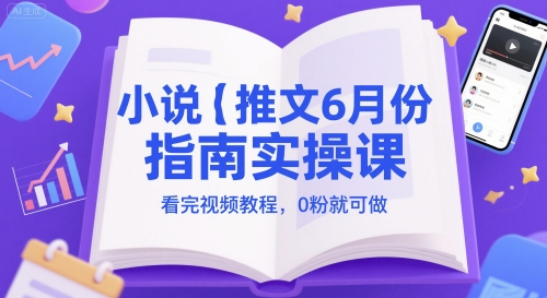 小说推文6月份指南实操课，看完视频教程，0粉就可做-大伟资源网