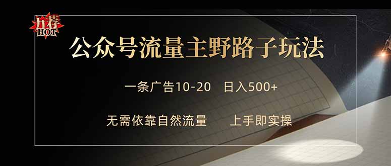 公众号流量主野路子玩法 单条广告10-20元 日入500+-大伟资源网