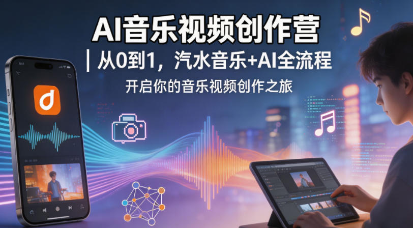 AI音乐视频创作营｜从0到1，汽水音乐+AI全流程，开启你的音乐视频创作之旅-大伟资源网