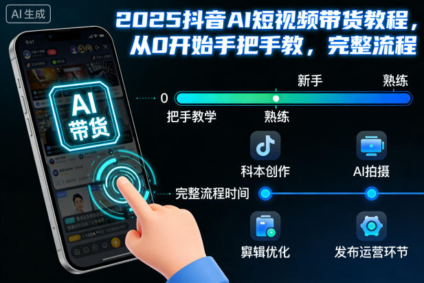 2025抖音AI短视频带货教程，从0开始手把手教，完整流程-大伟资源网