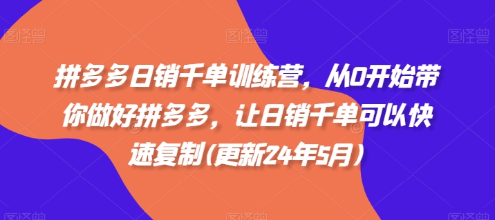 拼多多日销千单训练营，从0开始带你做好拼多多，让日销千单可以快速复制(更新25年6月)-大伟资源网