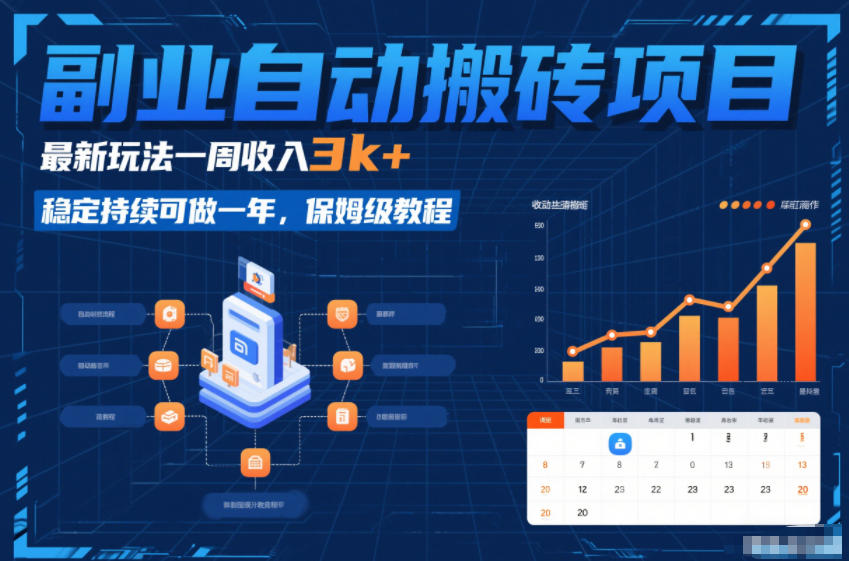 副业自动搬砖项目，最新玩法一周收入3k+，稳定持续可做一年，保姆级教程【揭秘】-大伟资源网